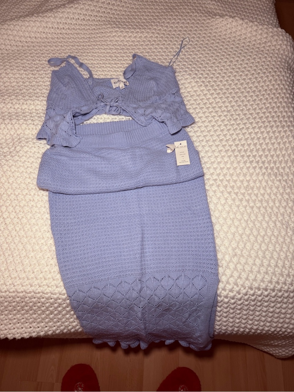 Knit Two-Piece Set - Crop Top & Skirt